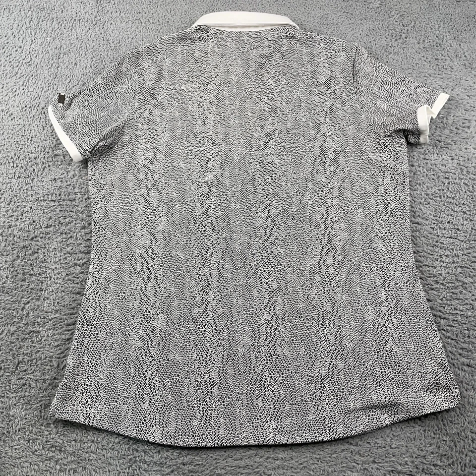 Camisa Polo Under Armour Mujer Grande Blanca Negra Estampado Golf Rendimiento Elastizada Foto 3 de 4