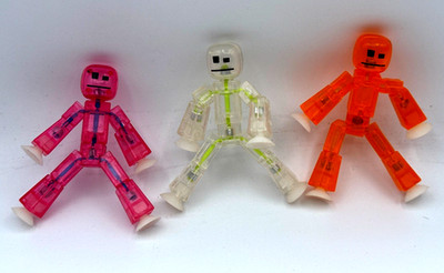 3 Stikbot Robots Stop Motion Animation Stikbot Figures Pink, Orange & White