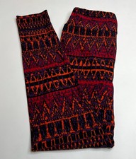 NEW LuLaRoe OS Leggings BLACK ORANGE PURPLE Colorful TRIBAL Line Aztec Chevron
