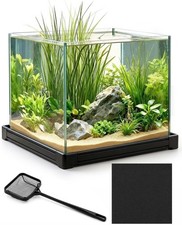 7 Gallon Clear Glass Fish Tank Aquarium Fish Bowl Ultra Clear Rimless Design
