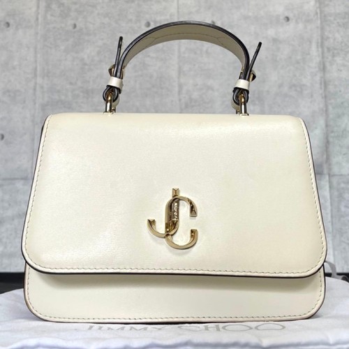 Jimmy Choo JC Off-White Leather Top Handle Bag Excellent From Japan