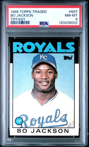 1986 TOPPS TRADED TIFFANY #50T BO JACKSON PSA 8