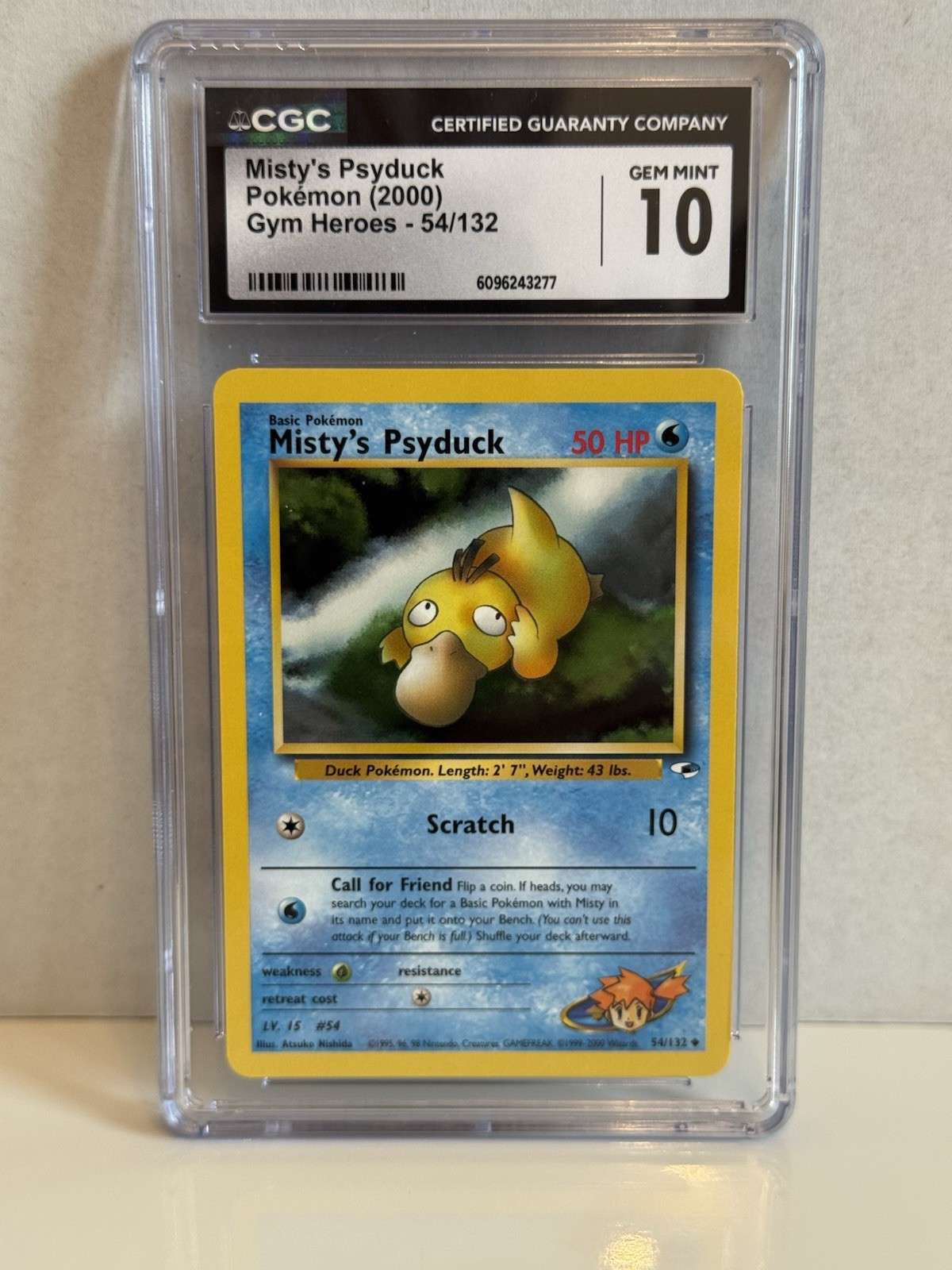 Pokémon Misty's Psyduck Gym Heroes Uncommon Regular 50 HP Scratch 54/132 CGC 10
