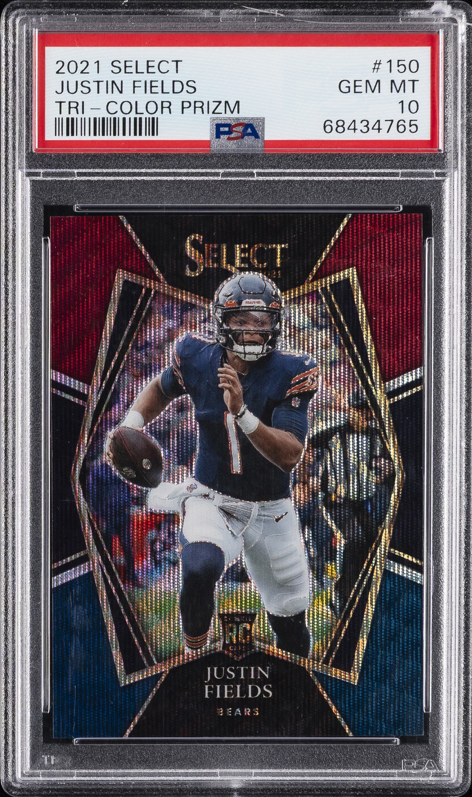 2021 PANINI SELECT TRI-COLOR PRIZM #150 JUSTIN FIELDS 104/199 PSA 10