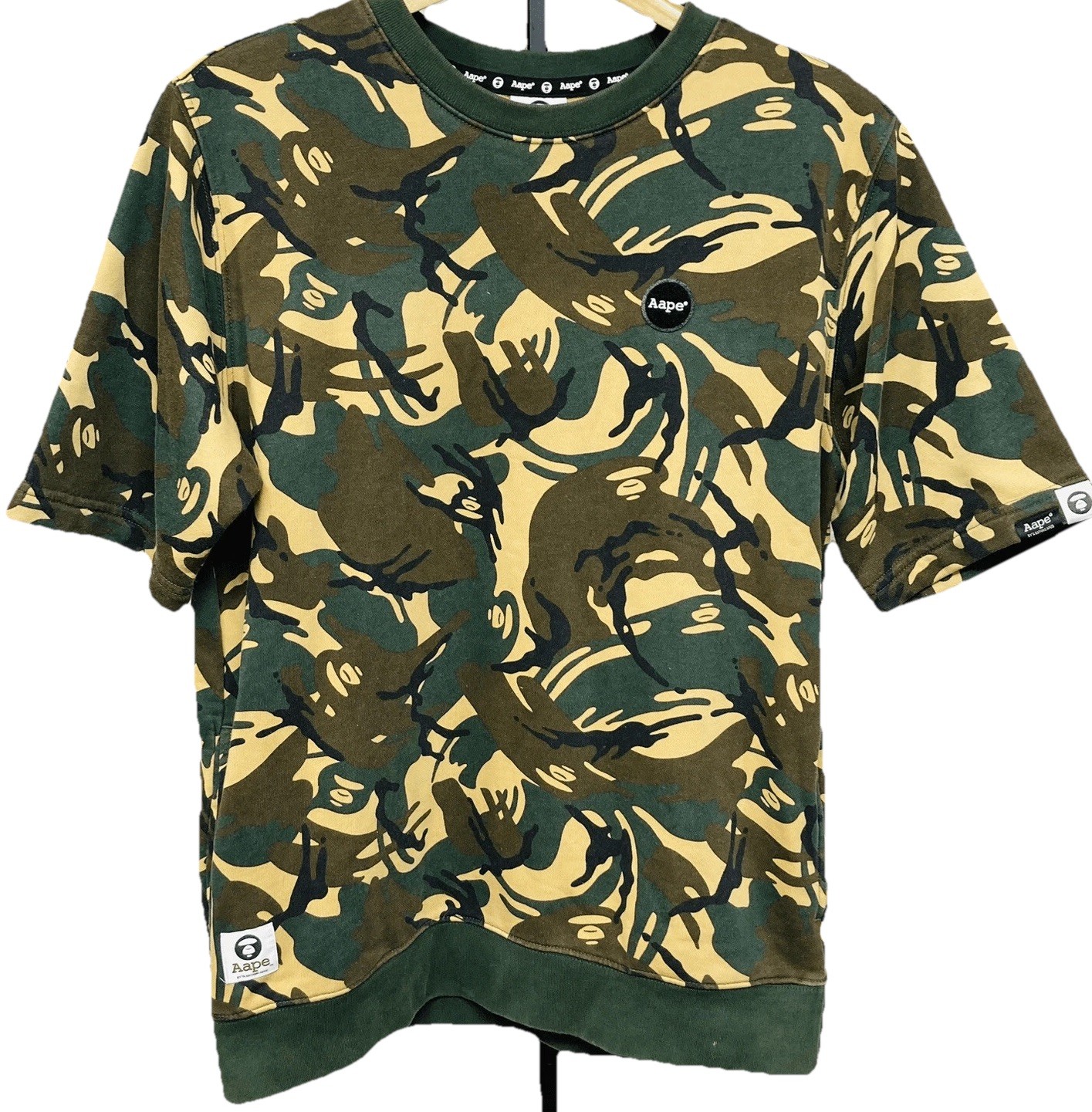 Bape Short Sleeve Sweatshirt Pockets Woodland Camo Green A Bathing Ape Small
