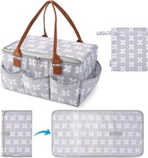Diaper Caddy Organizer - Baby Caddy with Lid  Changing Mat, Car Diaper Caddy, L