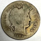 1909-D Barber Dime 90% Silver Circulated Condition 10c US Coin- 4129