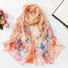 Women's Long Soft Chiffon Scarf Print Sheer Neack Wrap Shawl Large Scarves