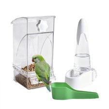 Automatic No Mess Bird Feeder and Water Dispenser Set, Acrylic Food Container...