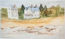 Vintage Jean Sauls Impressionist Painting of Cape Ann, Massachusetts 20 x 33"