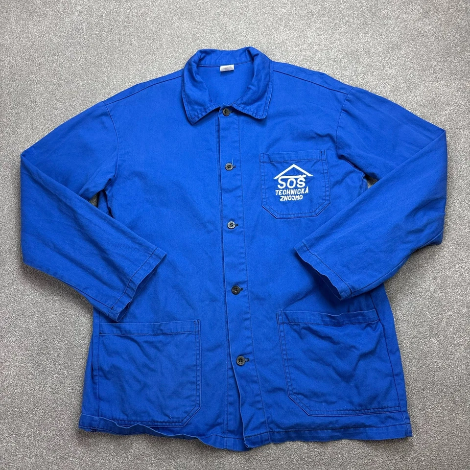 French Jacket Adult Medium Blue VTG Work Wear Military Canvas Chore Outdoor Mens