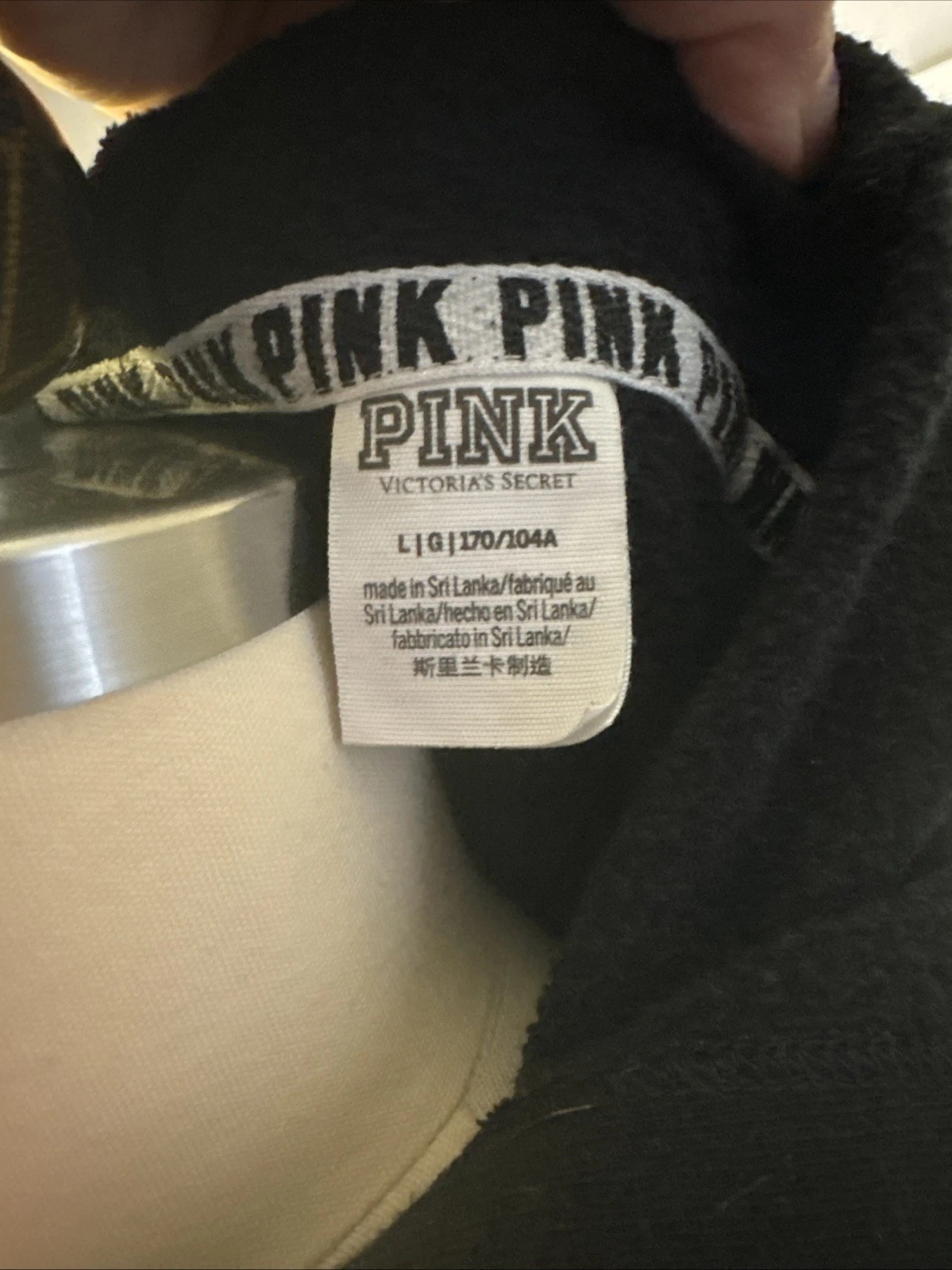 UNDERCOVER Victoria Secret ROSA Perfetta Quarter Zip Felpa con Cappuccio Donna Taglia Large L Nera