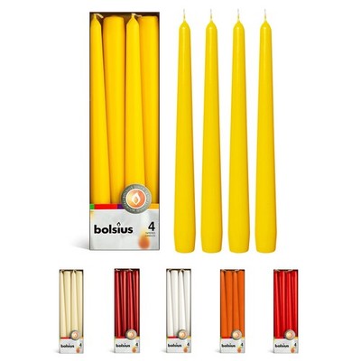 BOLSIUS Yellow Taper Candles - 4 Pack Unscented 10 Inch Dinner Candle Set - 8...