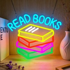 Mvorixa Read More Books Neon Sign, Dimmable LED Wall Light for Classroom, Study