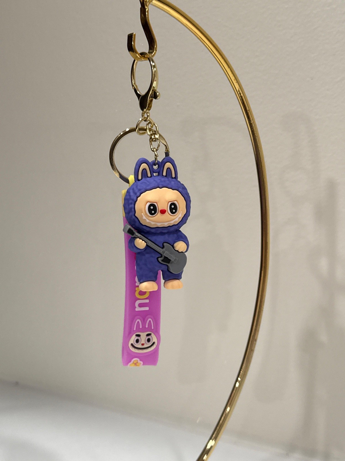 Labu.bu Keychain Set. Size 3” Cartoon Charm with Guitar Perfect For Purse/Keys.