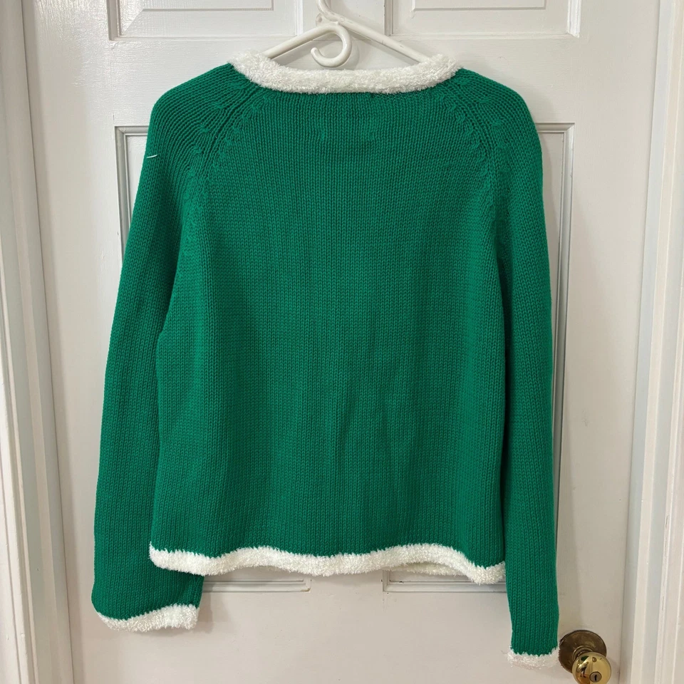 Cárdigan Suéter Michael Simon Verde Imitación Piel Blanca Papá Noel Dijes Navidad L Foto 3 de 4