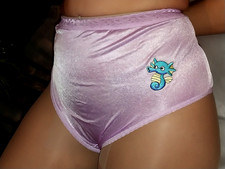 VTG SILKY NYLON PURPLE SEAHORSE SEA OCEAN 13 PANTIES NOS SHIMMERY 48"