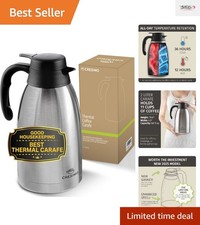 Stainless Steel 68oz Insulated Carafe   Perfect for Coffee, Tea,  Cocoa Parties