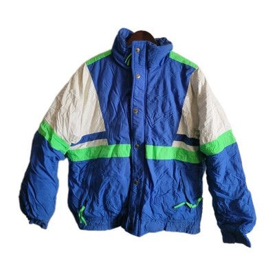 Vintage Skor Competition Ski Down Puffer Jacket Color Block  Mens Large 