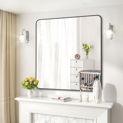 Create A Modern Look - 36x36 Matte Black Wall Mirror with Metal Frame