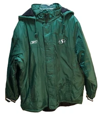 Saskatchewan Roughriders CFL Vintage Green Zip Button Puffer Hoodie Jacket XL
