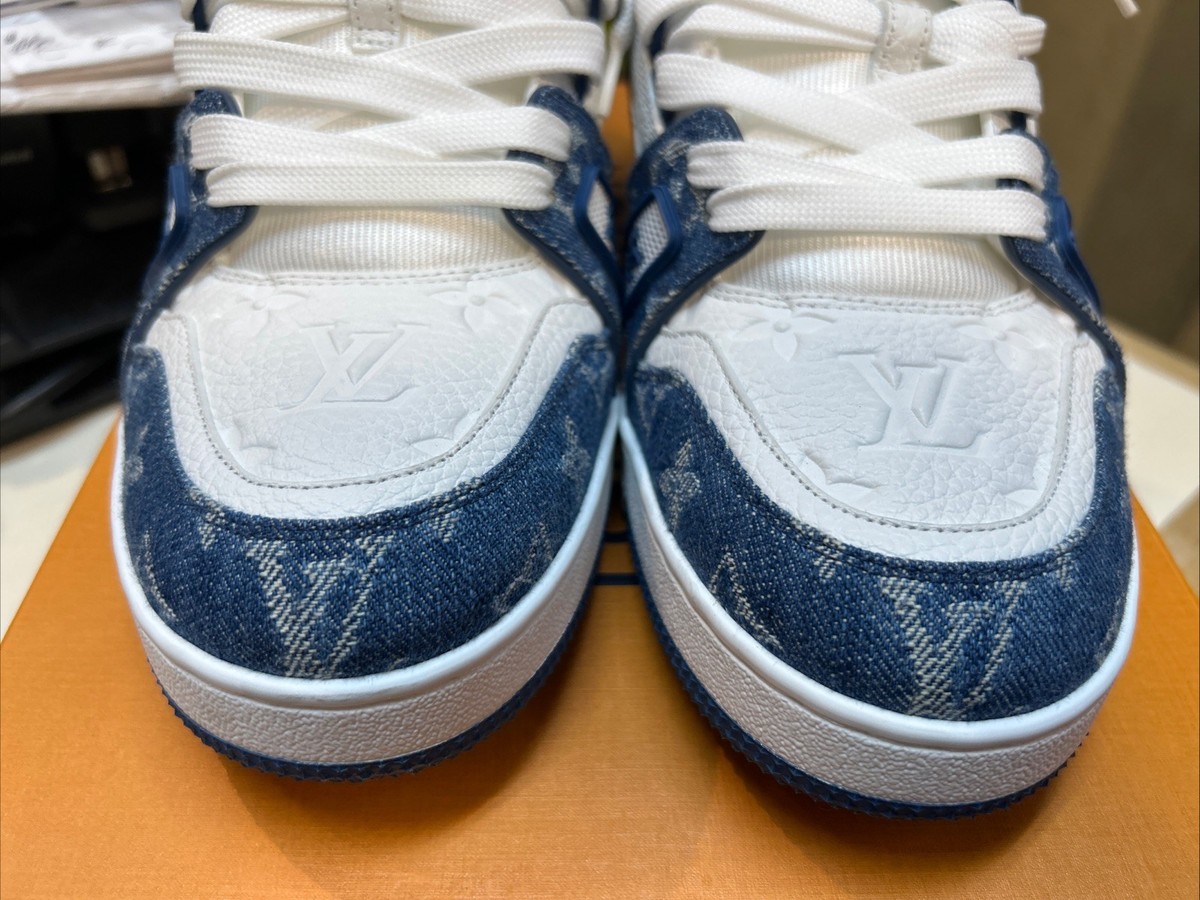 Louis Vuitton Monogram LV Trainer Blue Denim Size 10 Men's