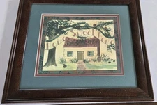 Primitive Style Home Sweet Home Double Matted Print New 15 3/4 X 14 3/4