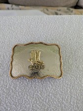 Cowboy Boots Buckle Vintage Brass Boot Rodeo Nickel MADE IN USA says "FRYE"