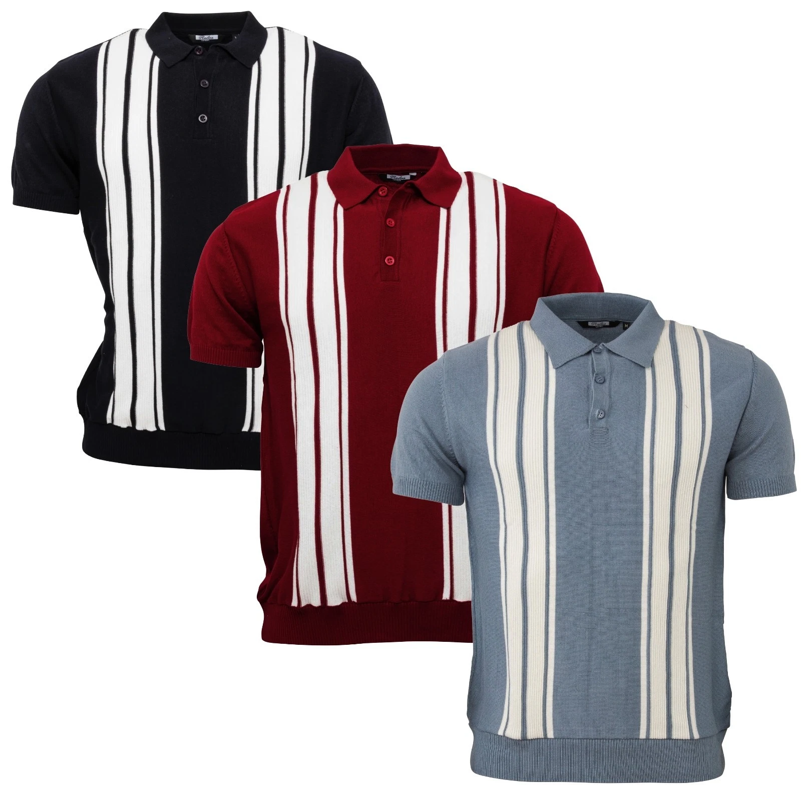Relco Fine Gauge Knit Polo Shirt Short Sleeve 3 Colours Striped Mod Retro Mens
Opens in a new window