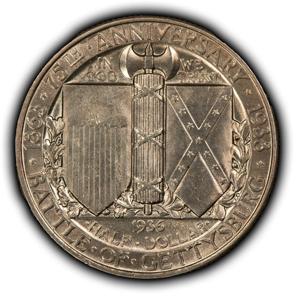 1938 50c Gettysburg Anniversary Commemorative Silver Half Dollar - SKU-C1258 - Image 2 of 4