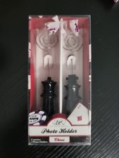 Epic Products Chess Photo Holder, Black King Queen Set For Table Game Nights
