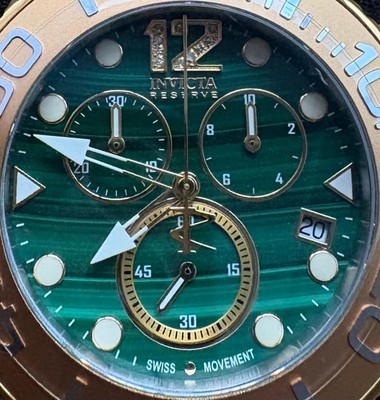 Invicta Reserve Grand Diver Diamond 45373 Malachite Swiss ETA 52mm