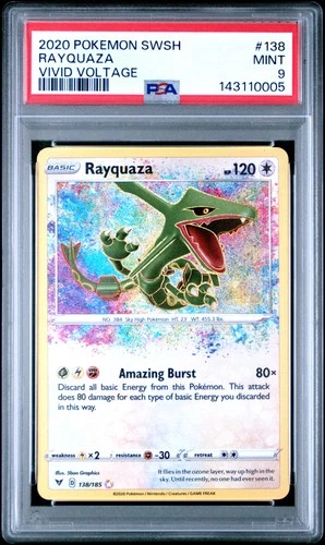 2020 POKEMON SWORD & SHIELD VIVID VOLTAGE #138 RAYQUAZA PSA 9