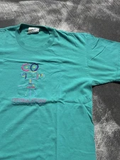 Vintage Universal Studios Hollywood Tee Shirt 90s Teal Embroidered Camera
