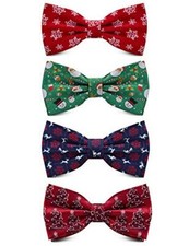 4PCS Men's Christmas Bow tie Double Fold Pre-Tied Bow ties Snow Tree 4c-02