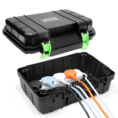 Desiretech Weatherproof Outdoor Electric Box with 4 Gang 10m Extension Lead