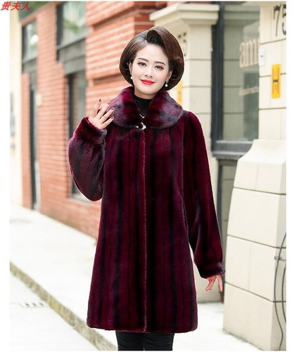 Winter Womens Real Mink Fur Mid Long Coat Jackets Outwear Overcoat Loose Plus sz - Picture 11 of 29