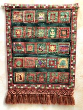 Stoff Adventkalender Patchwork Quilt sehr hochwertig + Aufhängung + Quastenborte