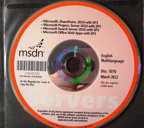 Microsoft SharePoint Server 2010 Office Web Apps Project Server 2010 w/ License
