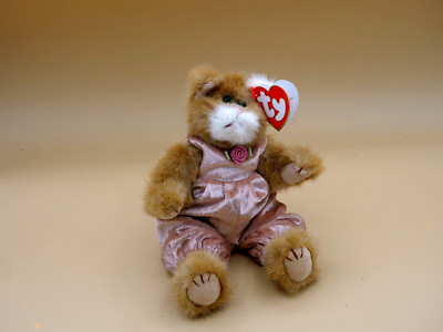 1993 Ty Attic Treasures Plush Jointed Cat Pouncer in Pink  with Tag Velvet