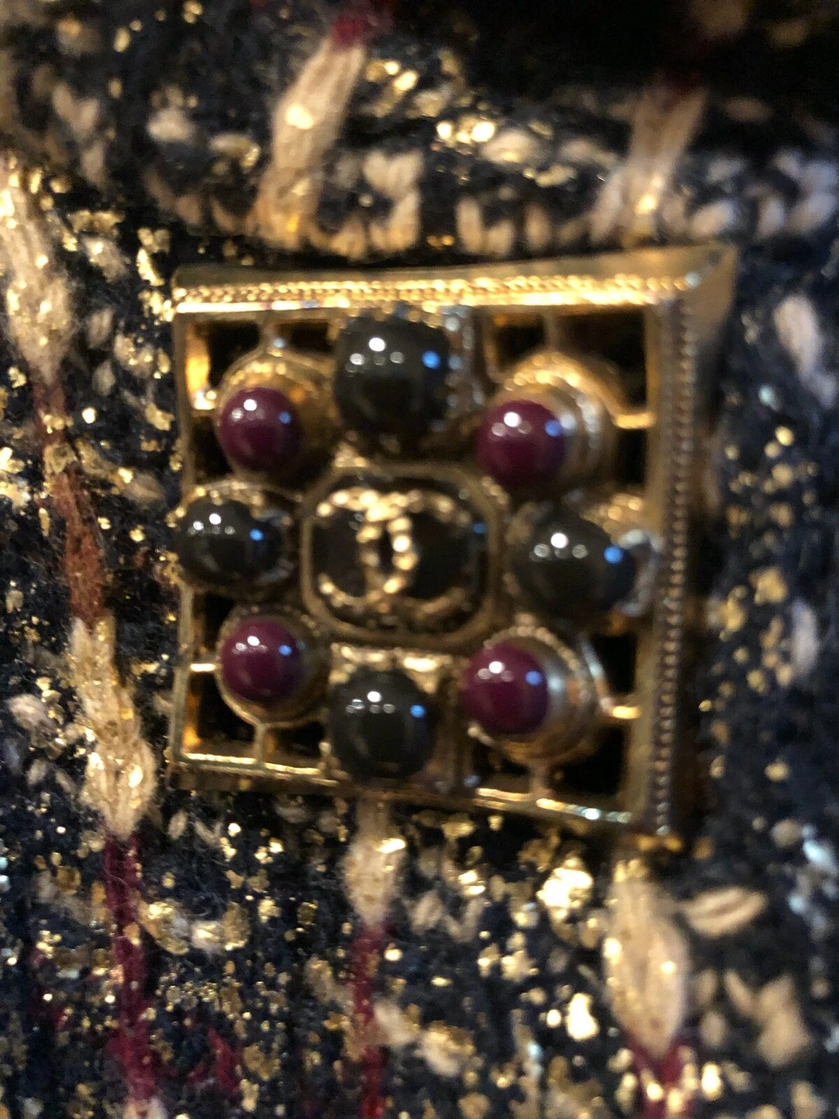 Chanel 11A NUOVO Paris Byzance ORO GIACCA MULTICOLORE GRIPOIX bottoni FR38 40 $10K