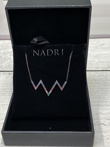 IOB Nadri Zig Zag Pendant Necklace Multi Colored - Foto 3 di 7
