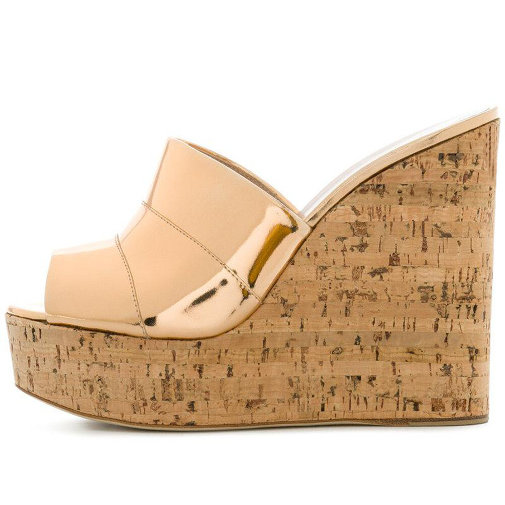 PANTOFOLA D’ORO Sandali donna punta aperta zeppe tacchi pantofole sandali oro champagne scarpe rosa