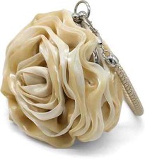 Rose Shaped Evening Bag Soft Satin Clutch Purse Floral Wristlet Handbag Wedding