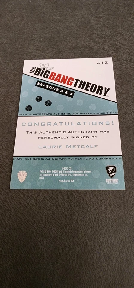 The Big Bang Theory Season 3&4 A12 Laurie Metcalf Autograph Card - Image 2 of 2