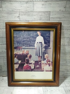 Norman Rockwell Happy Birthday Miss Jones Framed Canvas Print The School Teacher