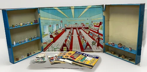 Wolverine Tin Super Service Market Toy Mini Play Food Shop Store Doll House Vtg