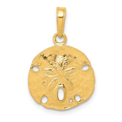 10k Gelbgold polierter Sand Dollar Anhänger 1,43g Geschenk für Mutter