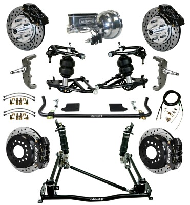 RIDETECH AIR RIDE & 4-LINK SYSTEM,WILWOOD DISC BRAKES,11'' DRILLED,55-57 CHEVY
