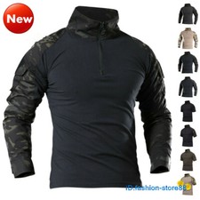 Mens Military Army Combat Shirt Tactical Long Sleeve Casual T-Shirt Camouflage